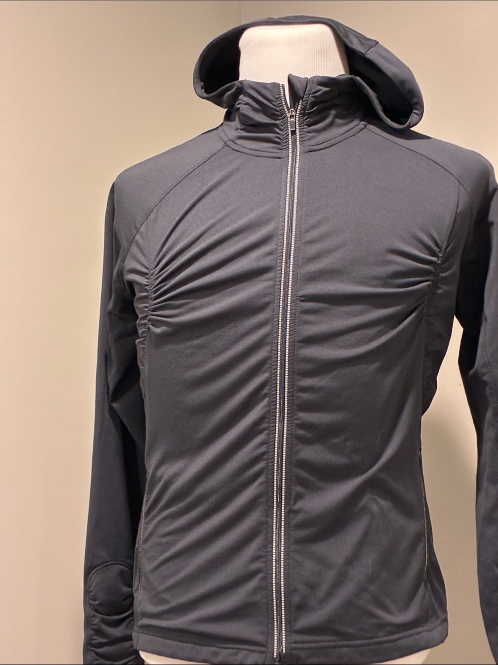 Athleta Black Hooded Lightweight Zip Jacket